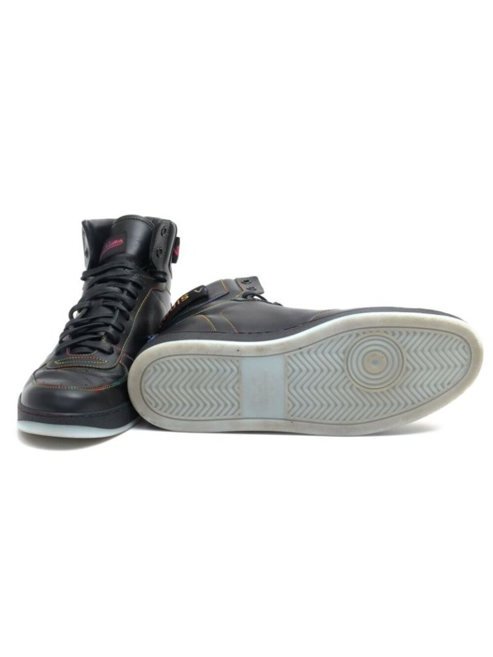 Louis Vuitton Shoes Sneakers High Cut Men Leather Black Rivoli - Picture 8 of 8